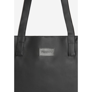 Shopping bag in similpelle con logo applicato