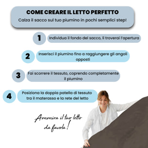 PARURE COPRIPIUMINO NATURAL COLOR PIAZZA E MEZZA - 100% COTONE MADE IN ITALY