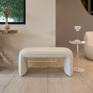 Banc en tissu bouclette beige et structure en bois MALO