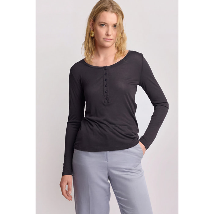 Kocca - Maglia minimal con bottoni Donna, Tinta unita, Girocollo
