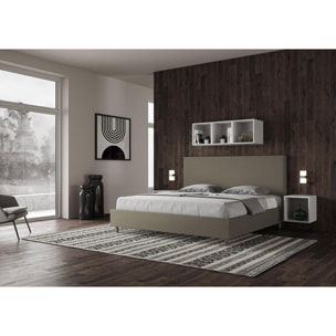 Lit king size sans sommier rembourré 180x200 similicuir cappuccino Focus