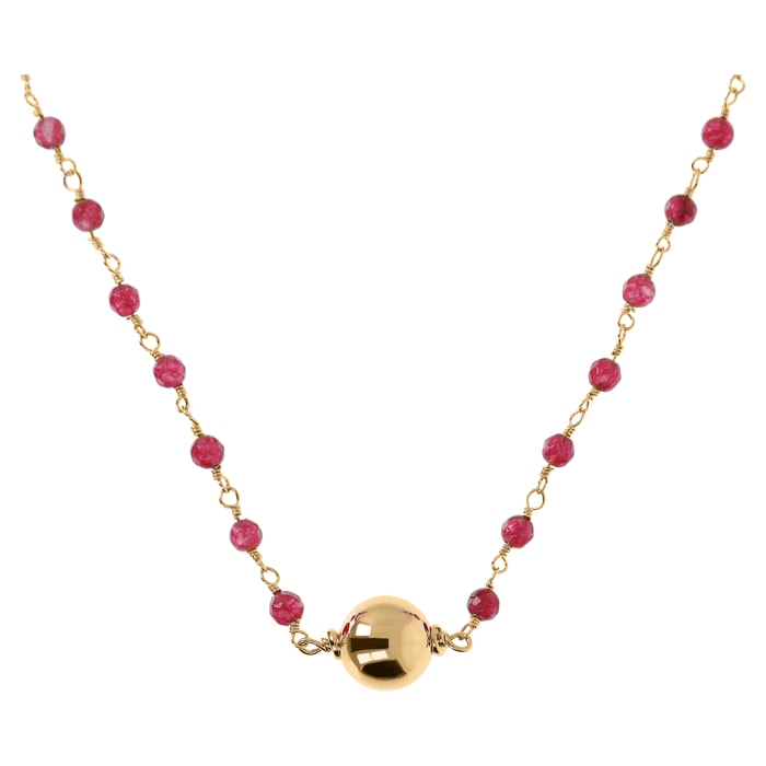 Collana Rosario Girocollo Golden con Agata Rossa e Bead Lucida