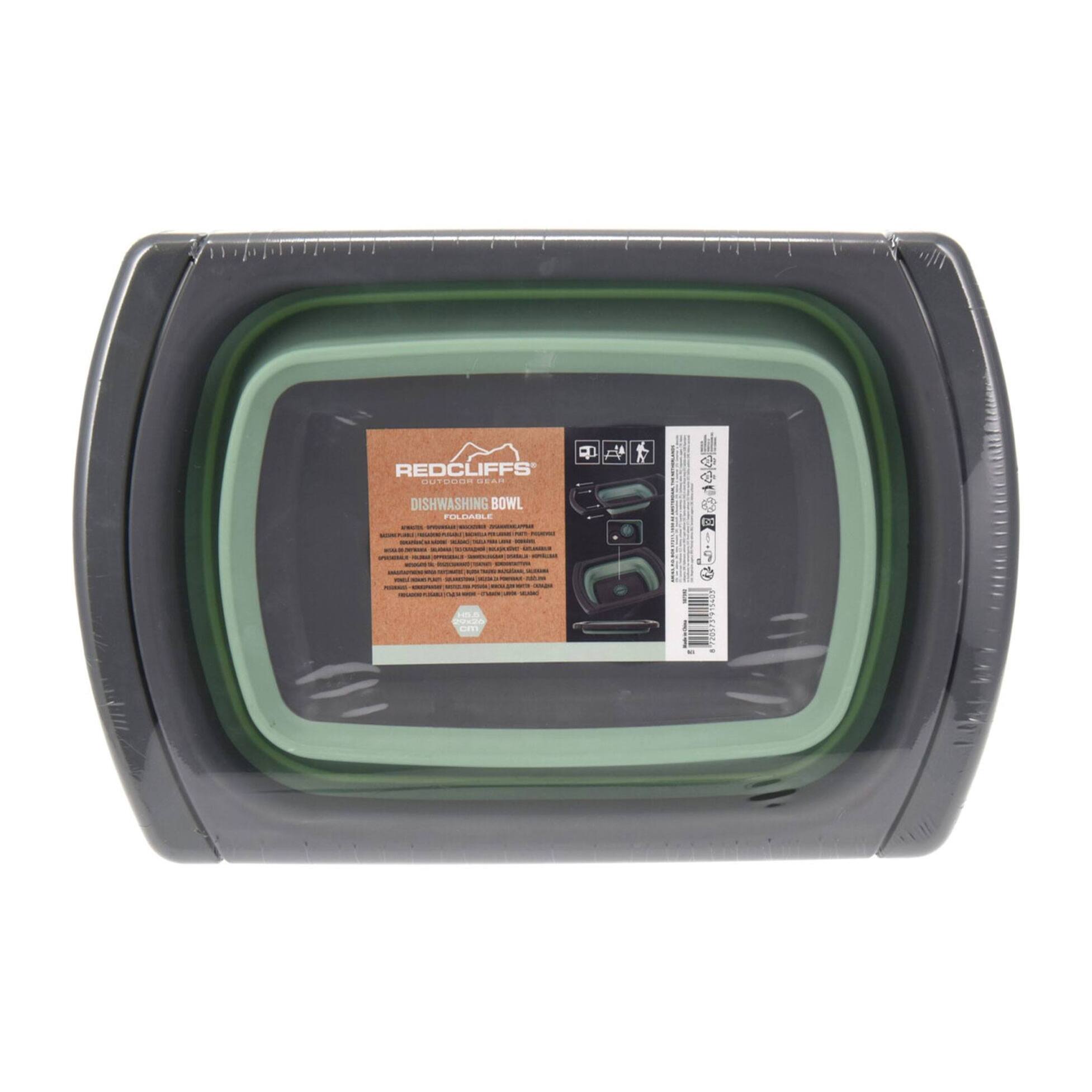 cesta lavavajillas plegable en color verde y gris