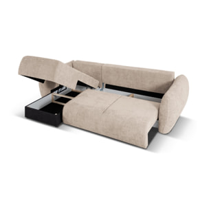 Canapé d'angle gauche convertible avec coffre de rangement "Matera" 4 places en chenille beige