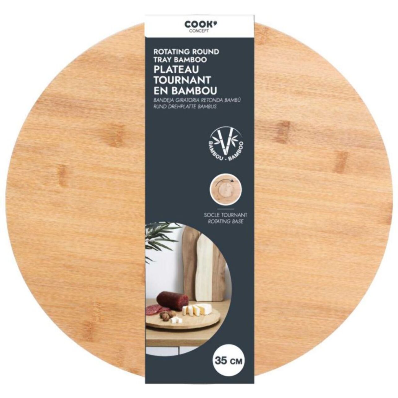 Plateau COOK CONCEPT rond tournant en bambou M12 - 35cm