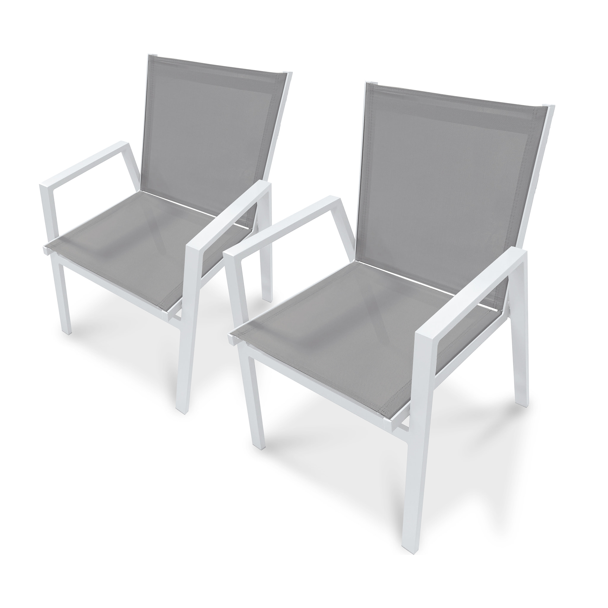 FLORIDE - Lot de 2 fauteuils de jardin empilables en aluminium blanc