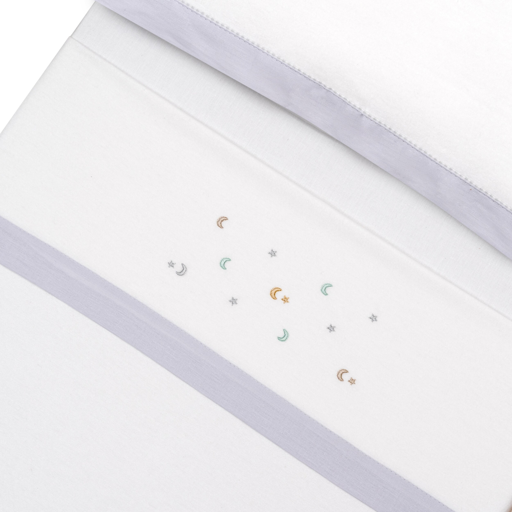 Triptico Cuna Franela Estrella Luna Multicolor Bco/Gris