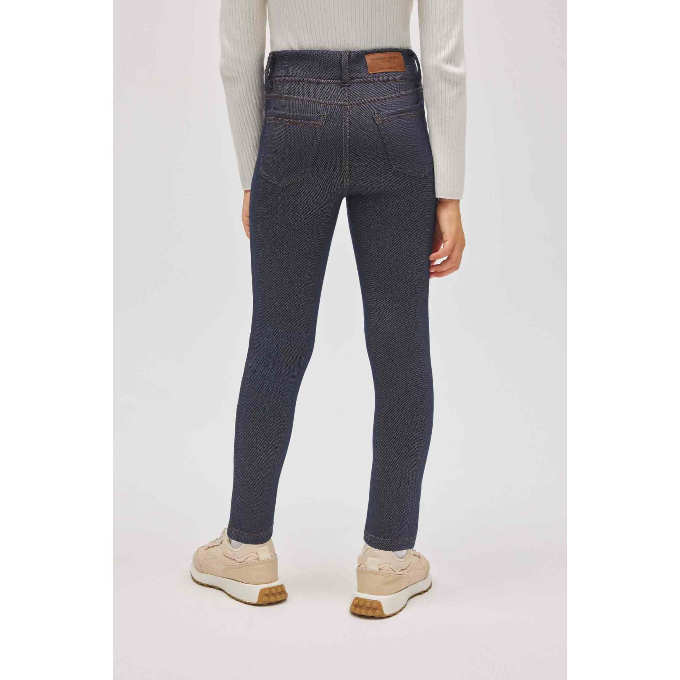 Leggings termici effetto denim blu navy da bambina