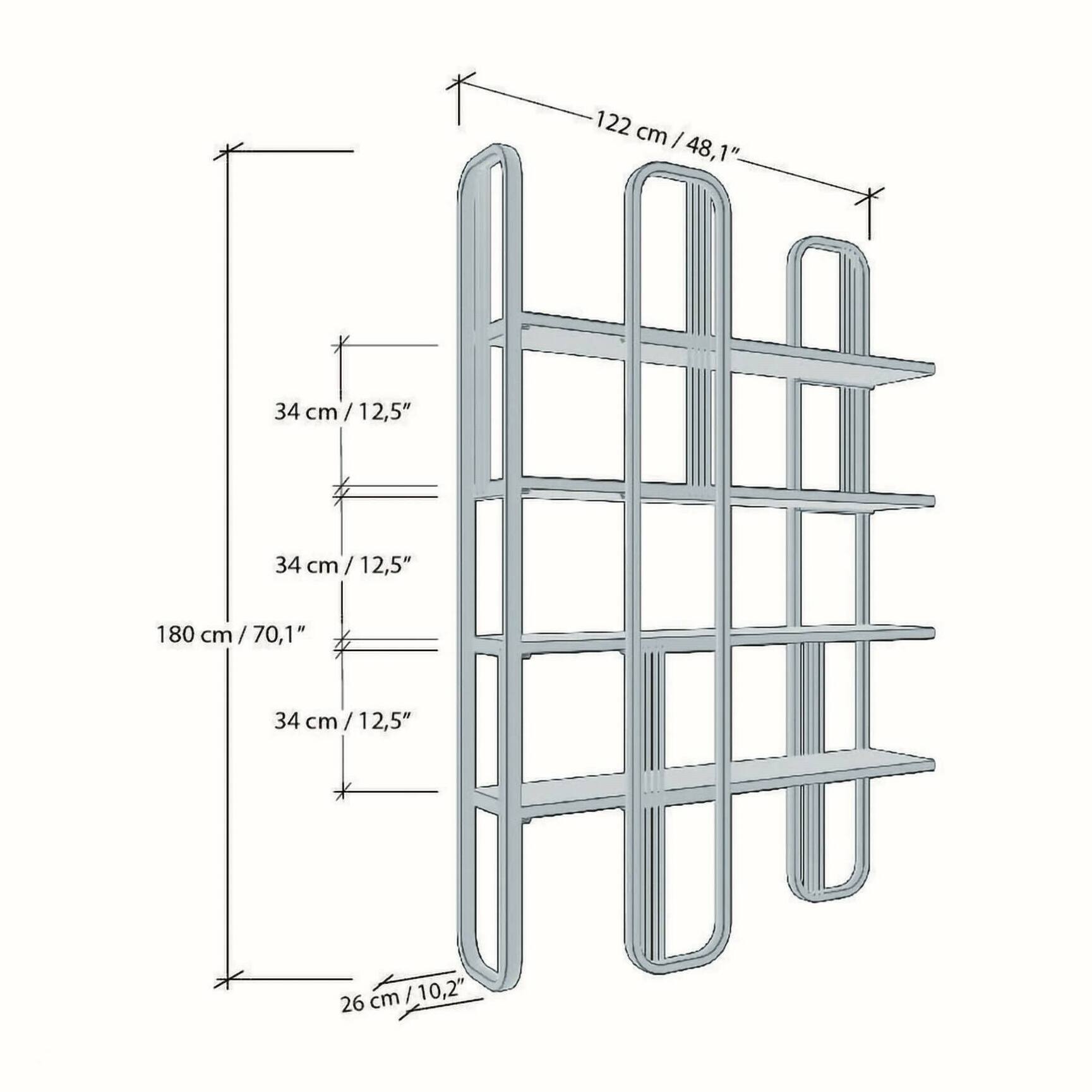 Libreria Dbourabi, Scaffale da ufficio, Mobile portalibri, Biblioteca, 125x28h180 cm, Giallo