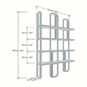 Libreria Dbourabi, Scaffale da ufficio, Mobile portalibri, Biblioteca, 125x28h180 cm, Giallo