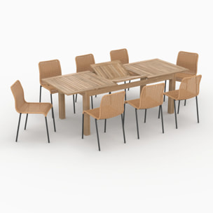 Table et chaises de jardin 8 personnes en bois et résine - Sirivara