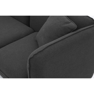 Canapé 3 places et 1 pouf en tissu gris anthracite NORA