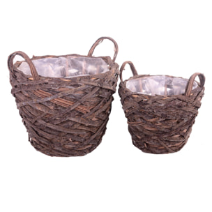 Set Di 2 Cesti In Materiale Naturale Con Manici. Altezza 26 Cm - Pezzi 1 - 51X45X46cm - Colore: Altro - Bianchi Dino - Cesti A Cachepot