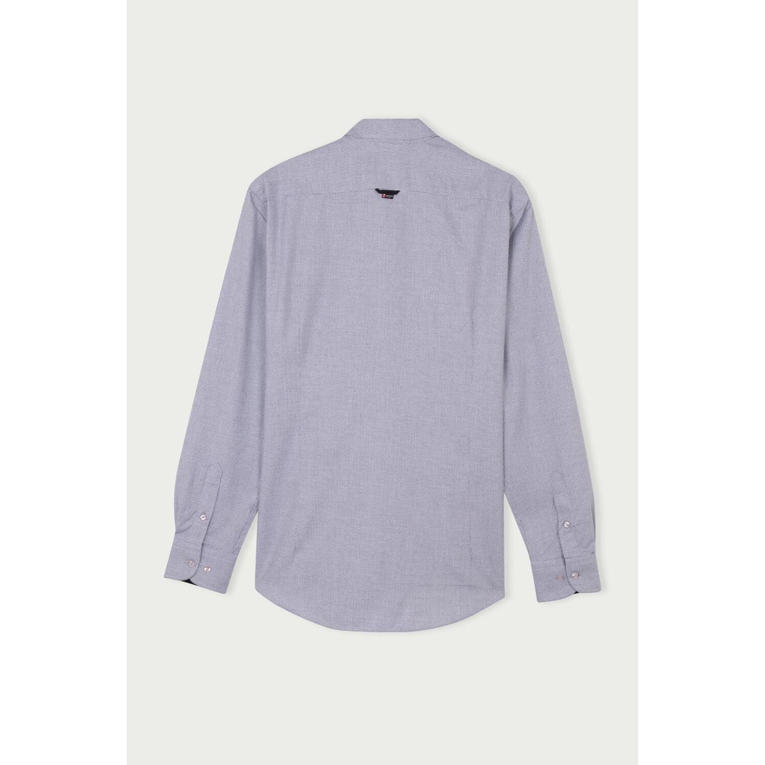 camicia uomo 1 bottone button down slim Jacquard Fantasia Grigio Scuro/Bianco