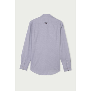 camicia uomo 1 bottone button down slim Jacquard Fantasia Grigio Scuro/Bianco