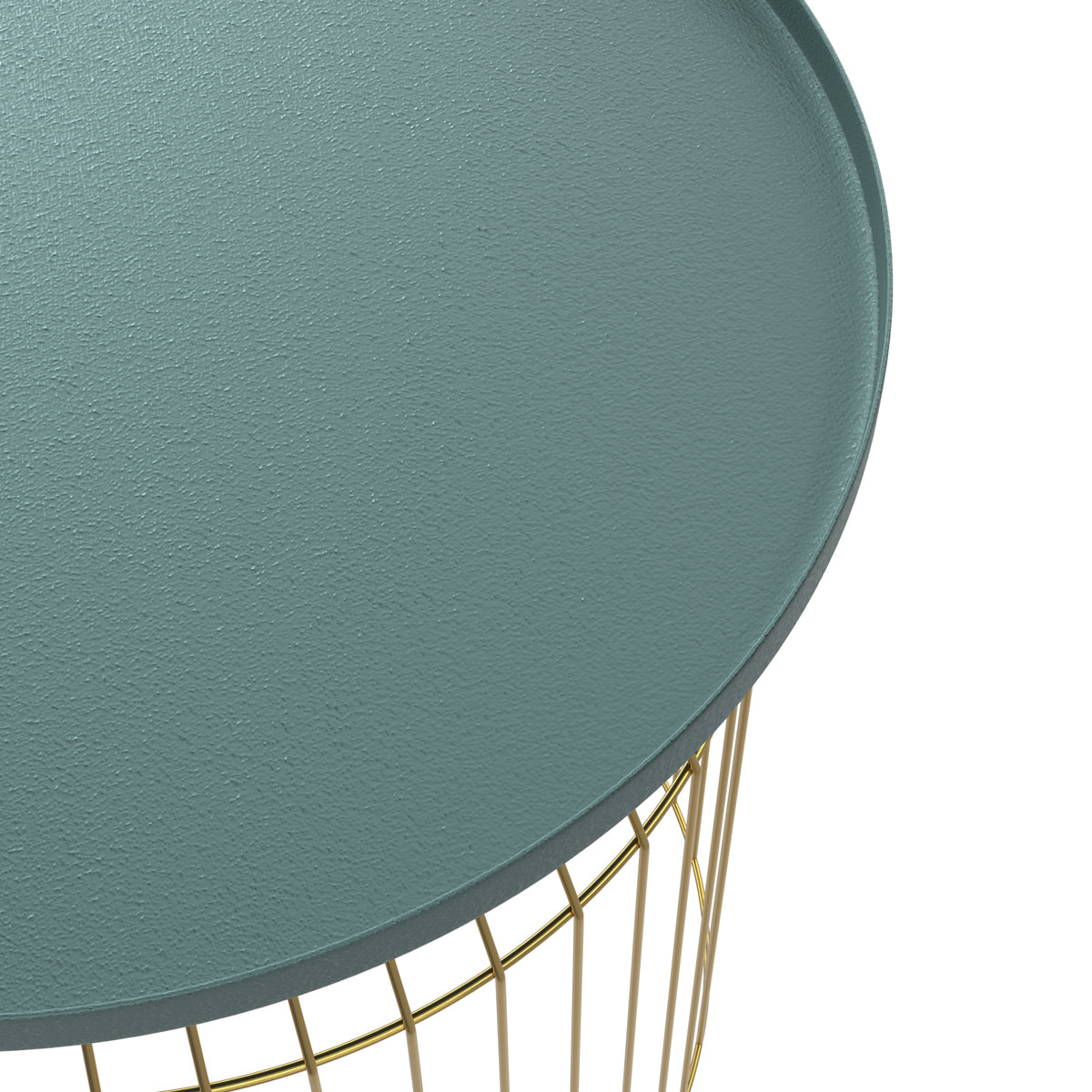 Tables d'appoints rondes en métal bleu gris et laiton (lot de 3) - Palombe