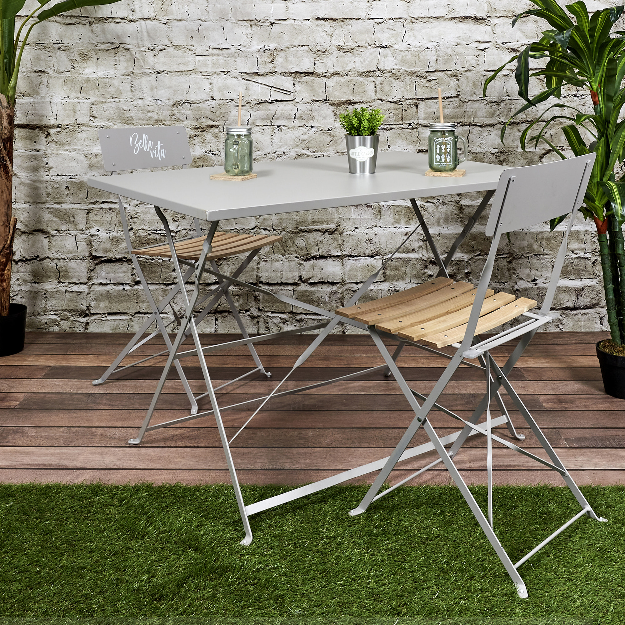 Table Repas Pliante Palerme Taupe 110x70x71cm