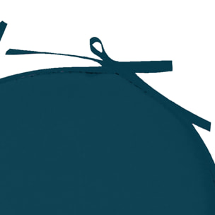 Galette de chaise ronde unie aux multiples couleurs - Bleu Canard