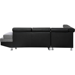 Canapé d'angle convertible "Sophia luxe" - 265 x 190.5 x 80/91 cm - Noir / Gris - 5 places - Angle gauche