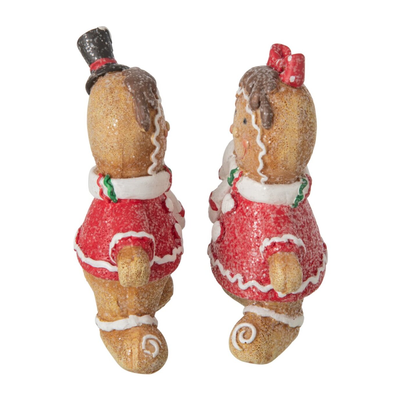 J-Line Pain d’épice - polyrésine - rouge Noël/beige - small - assortiment de 2