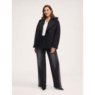 Fiorella Rubino - Chaqueta cruzada con pechera desmontable - Negro