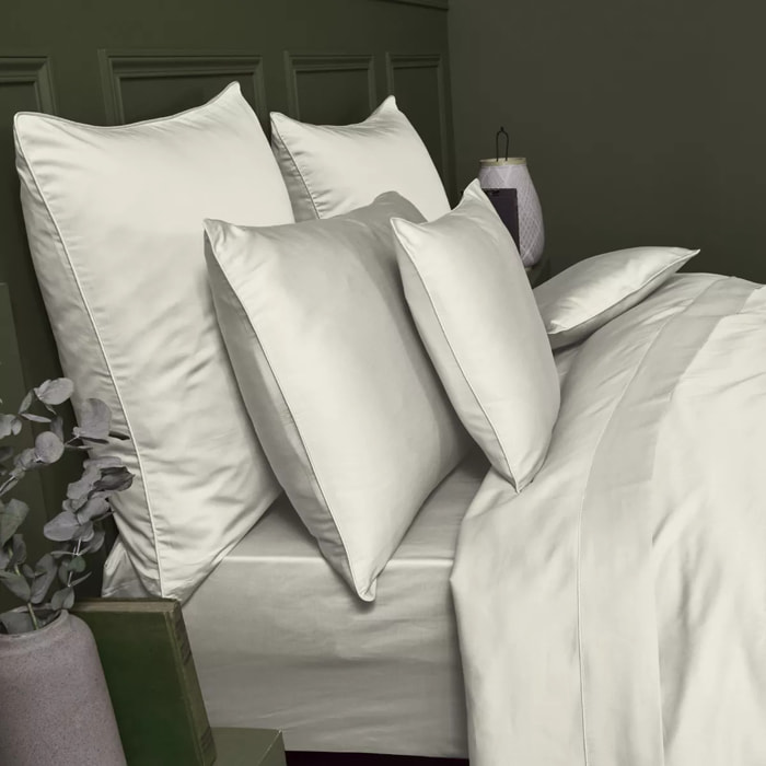Drap housse b50 satin de coton uni ivoire Ava uni angora
