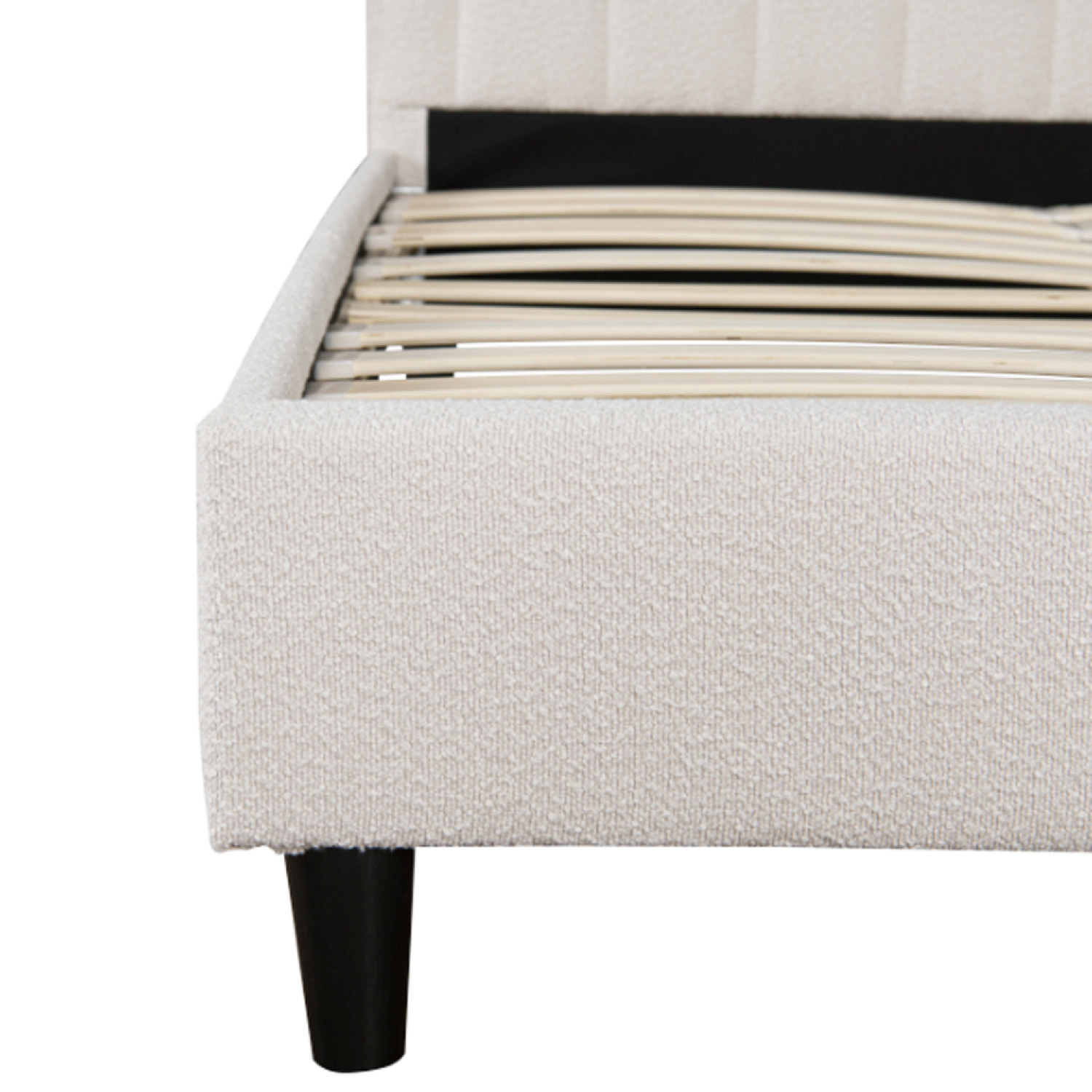 DAKOTA Lit en tissu bouclettes beige 140x190