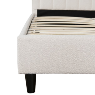 DAKOTA Lit en tissu bouclettes beige 140x190
