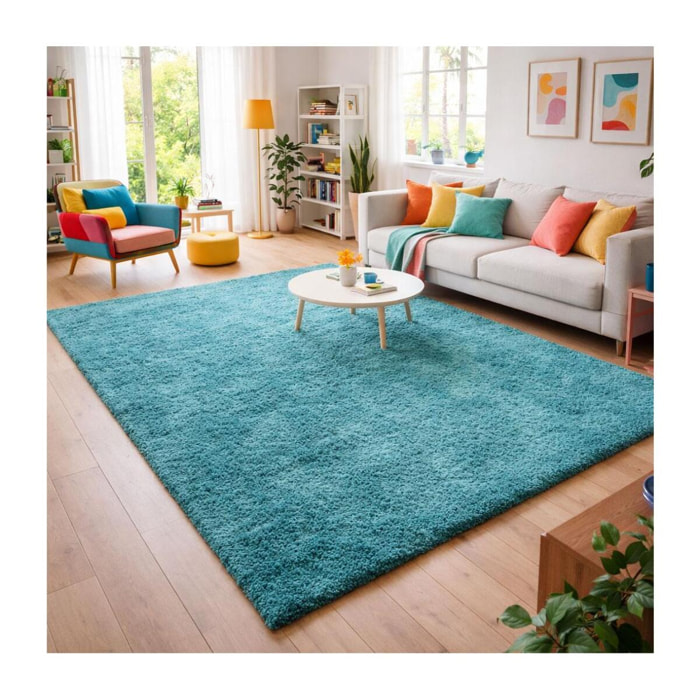 Tapis poils longs shaggy tissé motif uni ZASIVE