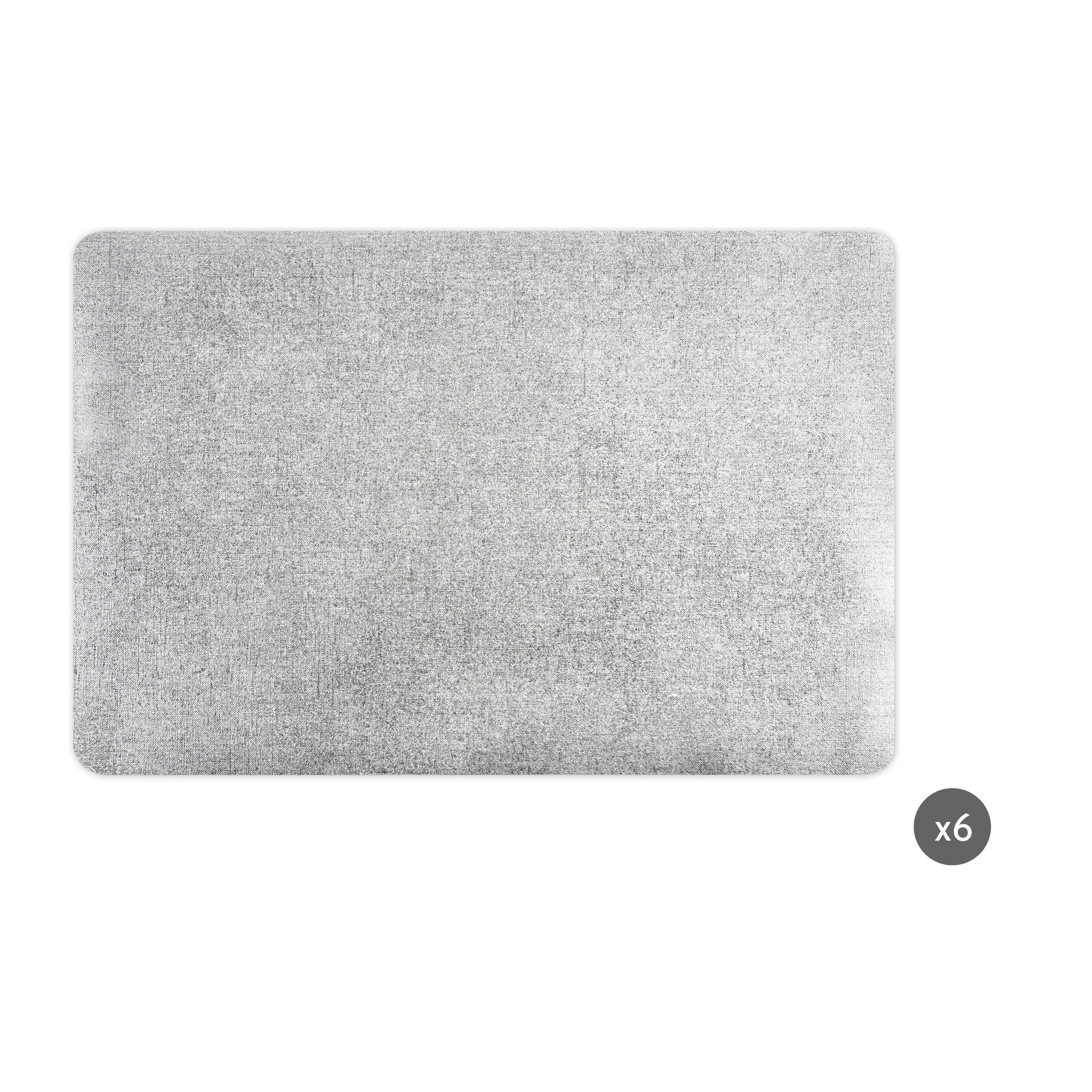 Set de 6 sets de table rectangulaires Excelsa – Platinum, PVC Argenté