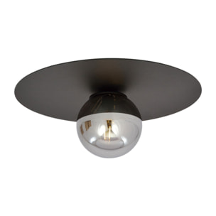 Lampada da soffitto SOLAR con struttura in metallo nero opaco e vetro grafite