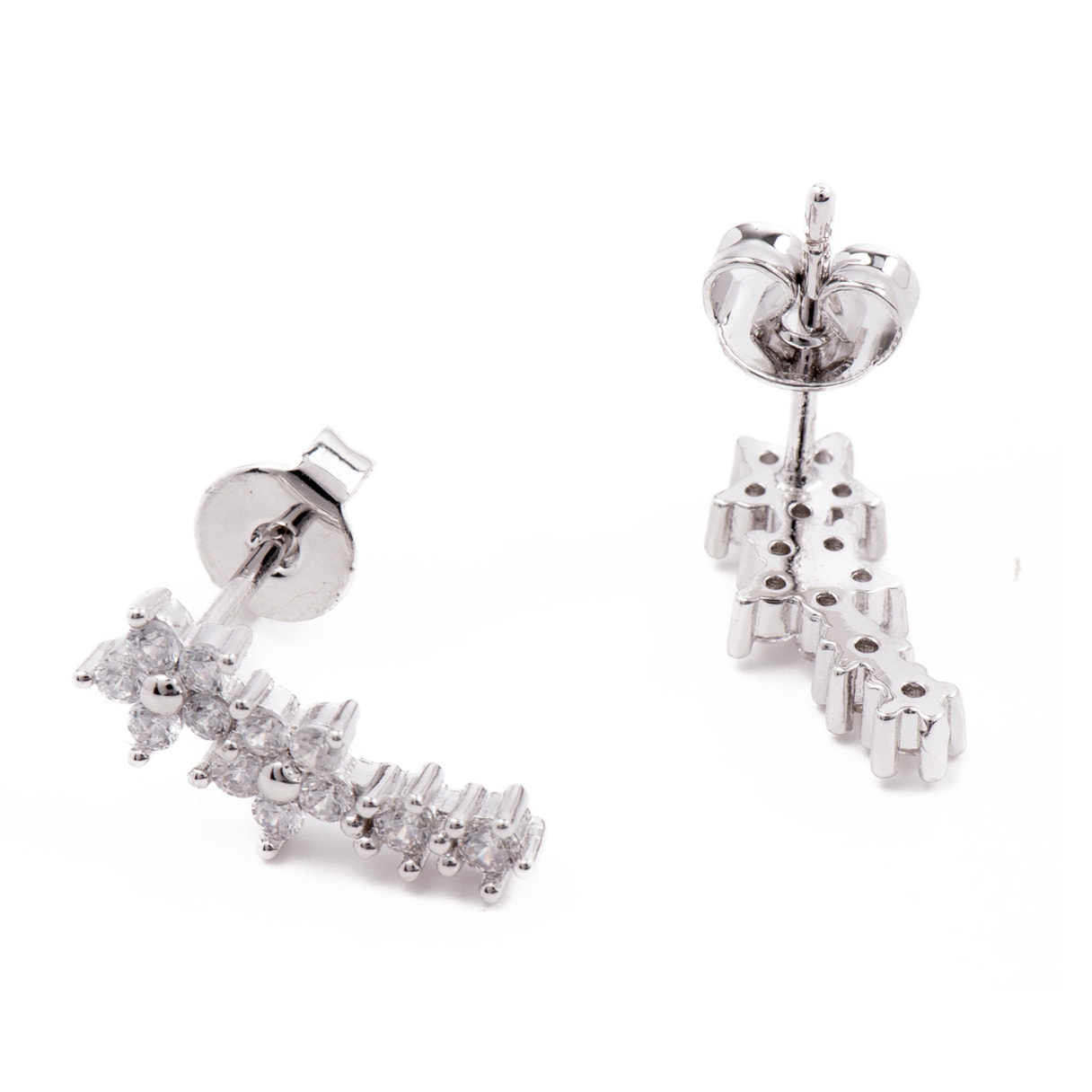 Pendientes de Circonita Brillante acabados en rodio