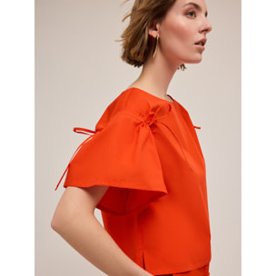 Motivi - Blusa con jareta en las mangas - Rojo