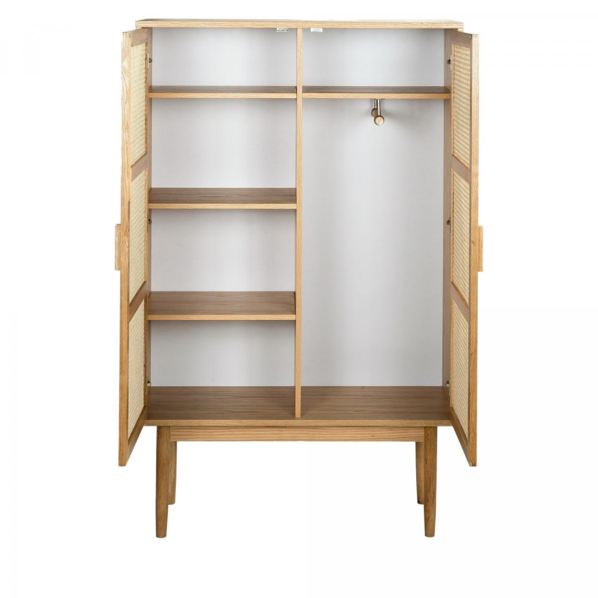 Hogarn - Armoire 2 portes en bois et cannage - Couleur - Bois clair
