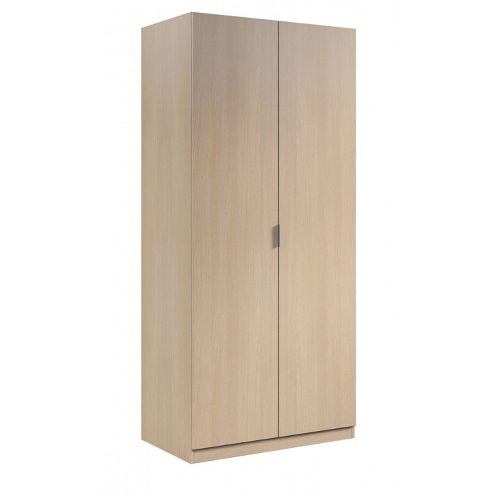 Guardaroba Orange, Armadio per camera da letto a 2 ante battenti, Mobile per camera da letto con 1 ripiano e barra appendiabiti, cm 82x52h180, Rovere