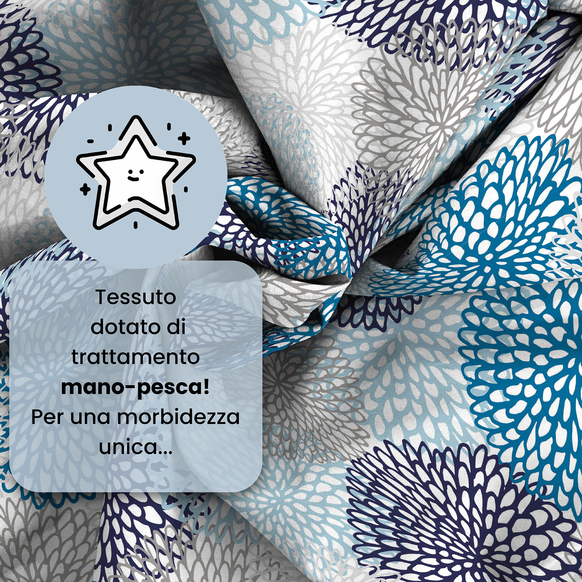 COMPLETO LETTO FANTASY, 100% Microfibra - SOFFIONI BLU