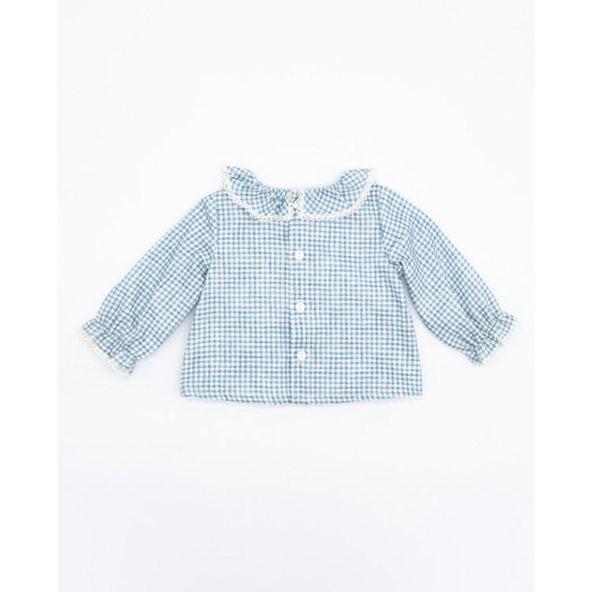 BLUSA VIELLA CUADROS VICHY CELESTE