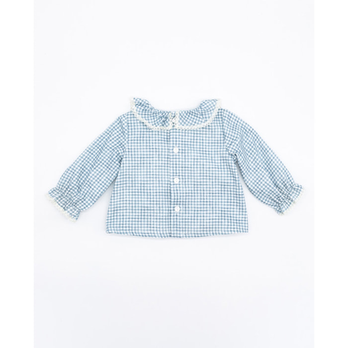BLUSA VIELLA CUADROS VICHY CELESTE