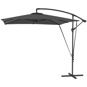 Parasol déporté carré inclinable 2,5 x 2,5 m - manivelle - housse protection incluse - anthracite