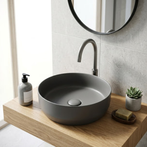 Vasque à poser ronde diamètre 39 cm - gris mat - sans trop-plein - SAT Infinitio