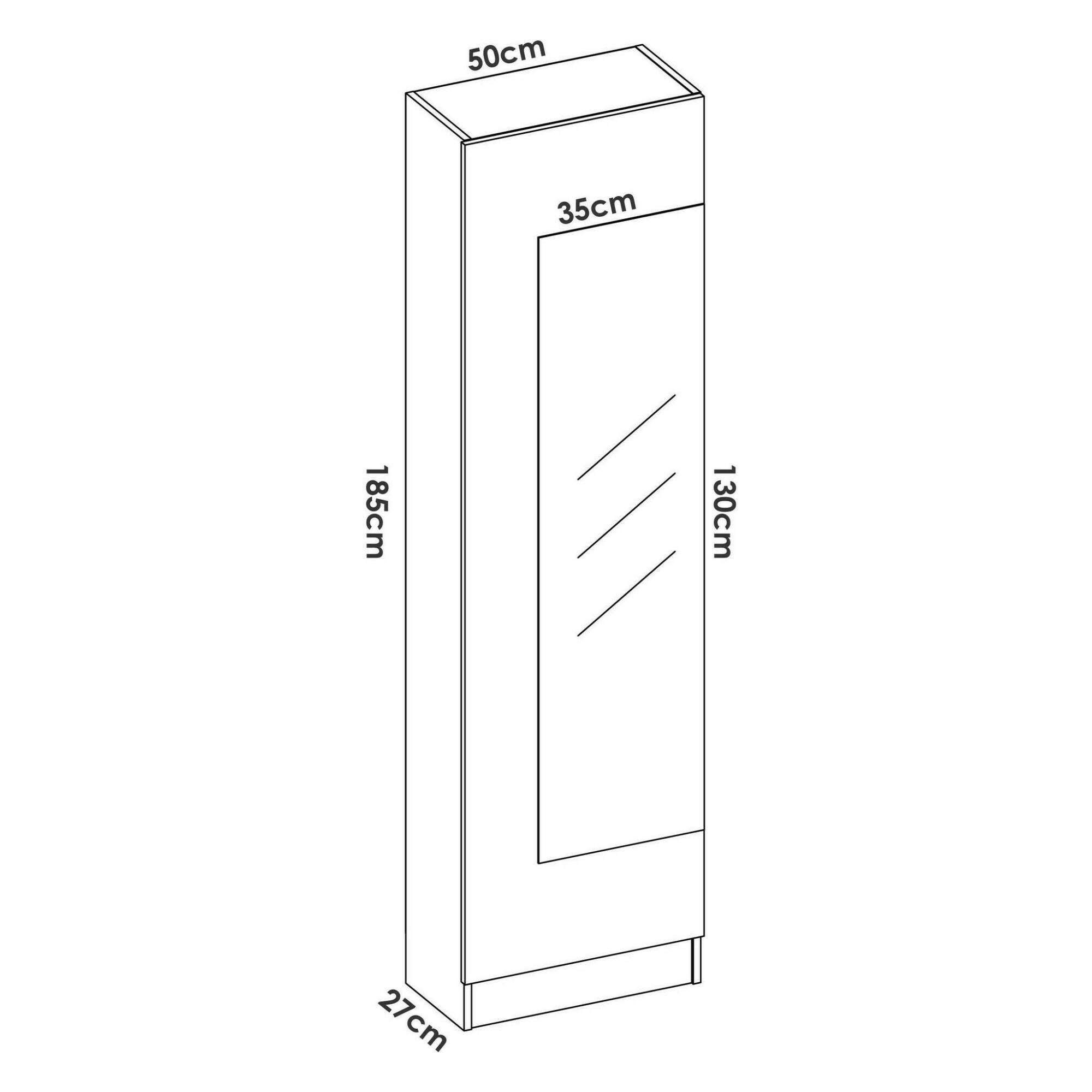 Scarpiera Zevola, Portascarpe salvaspazio da ingresso, Mobiletto portascarpe a 1 anta a specchio, 50x27h186 cm, Bianco