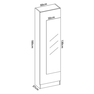 Scarpiera Zevola, Portascarpe salvaspazio da ingresso, Mobiletto portascarpe a 1 anta a specchio, 50x27h186 cm, Bianco