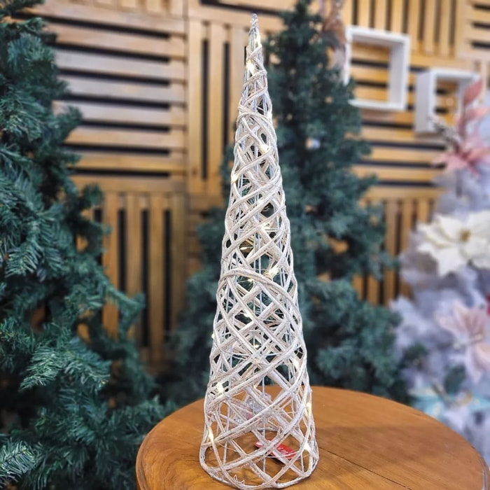 árbol navideño con 15 luces led 16x16x60cm gris