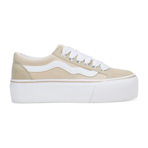 Zapatillas de tela beige con plataforma
