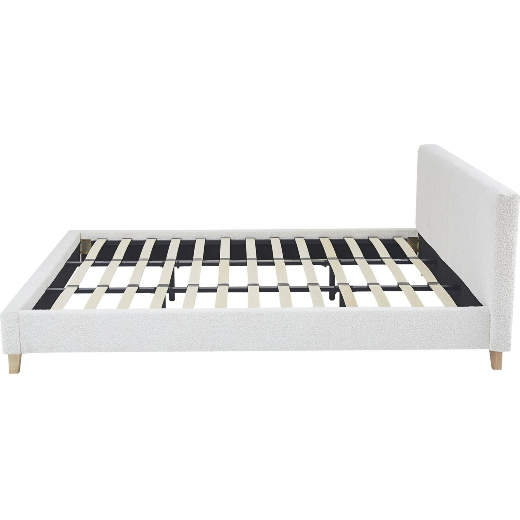 Lit avec tête de lit en tissu bouclé - MILO