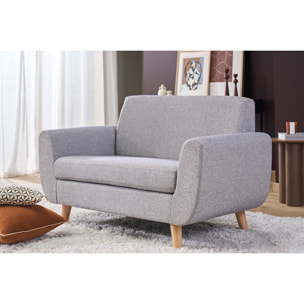 Canapé scandinave 2 places en tissu beige et bois clair PURE