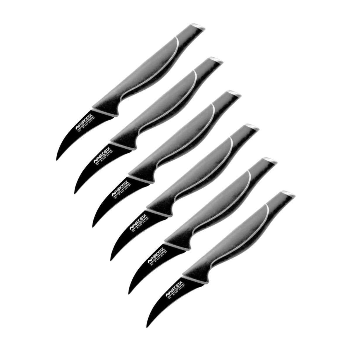 Ensemble de 6 Couteaux d'office 19 cm Nirosta Black Edition