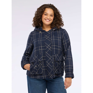 Fiorella Rubino - Chaqueta jacquard a cuadros con capucha - Azul