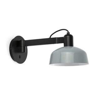 TATAWIN Aplique metal brazo de pared azul grisáceo