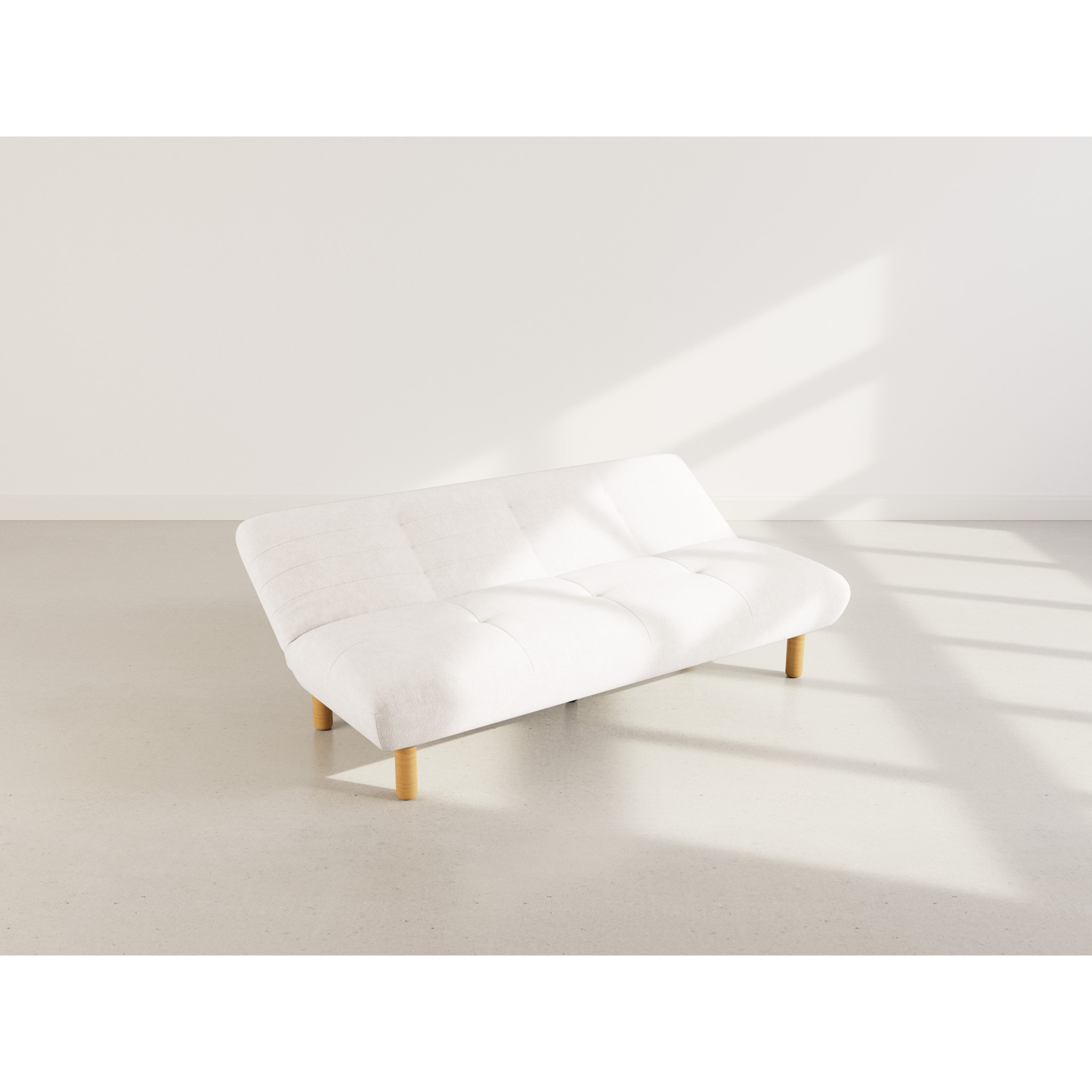 Soan - Banquette 2 places convertible clic-clac en velours texturé - Beige